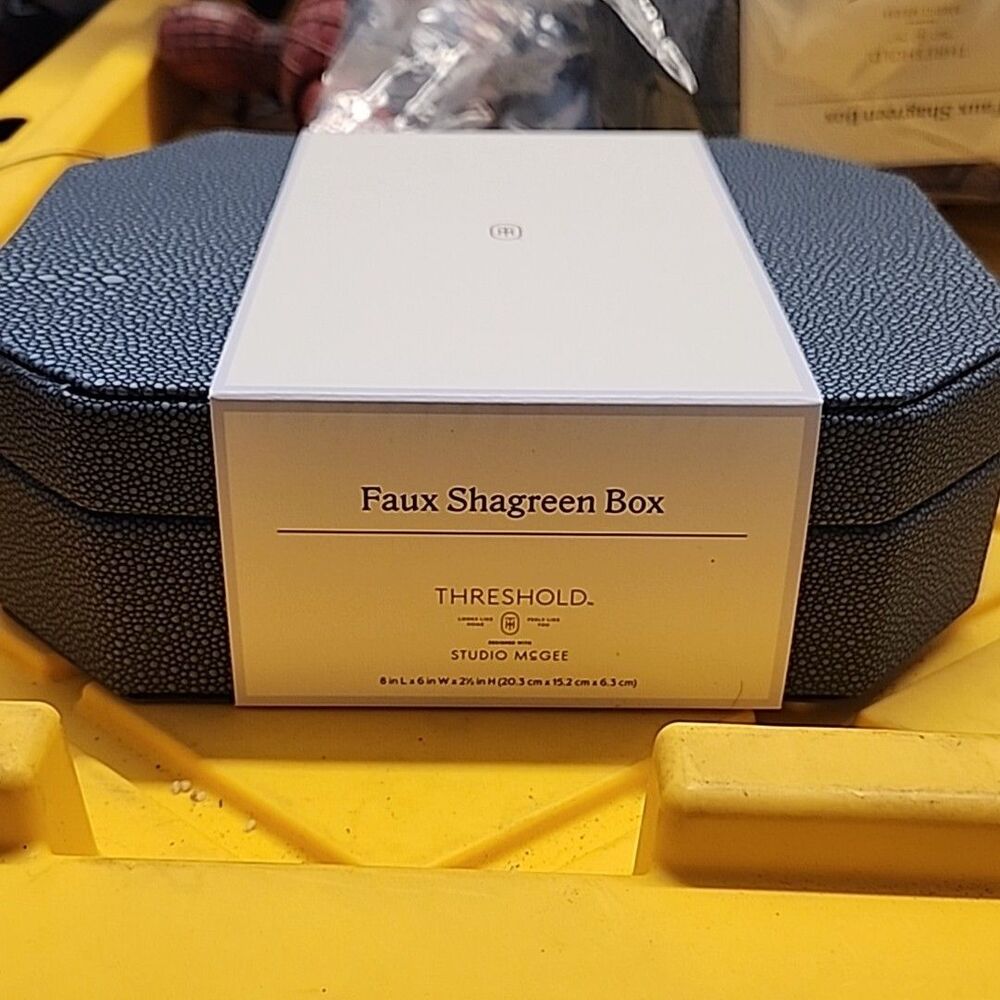 Small Blue Faux Shagreen Box- Threshold™ designed Studio McGee 8x6x2.5 NWT